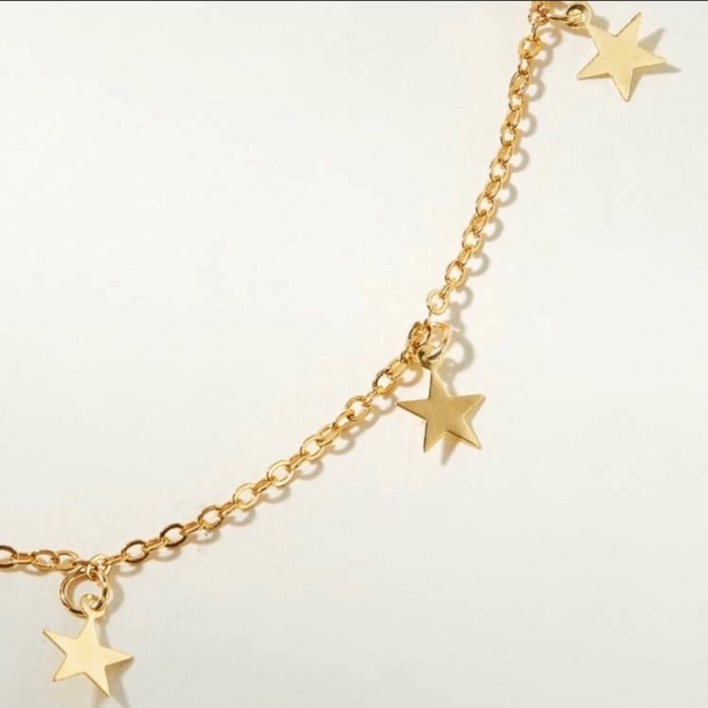 Gold dangle star charm choker necklace - Picture 2 of 5